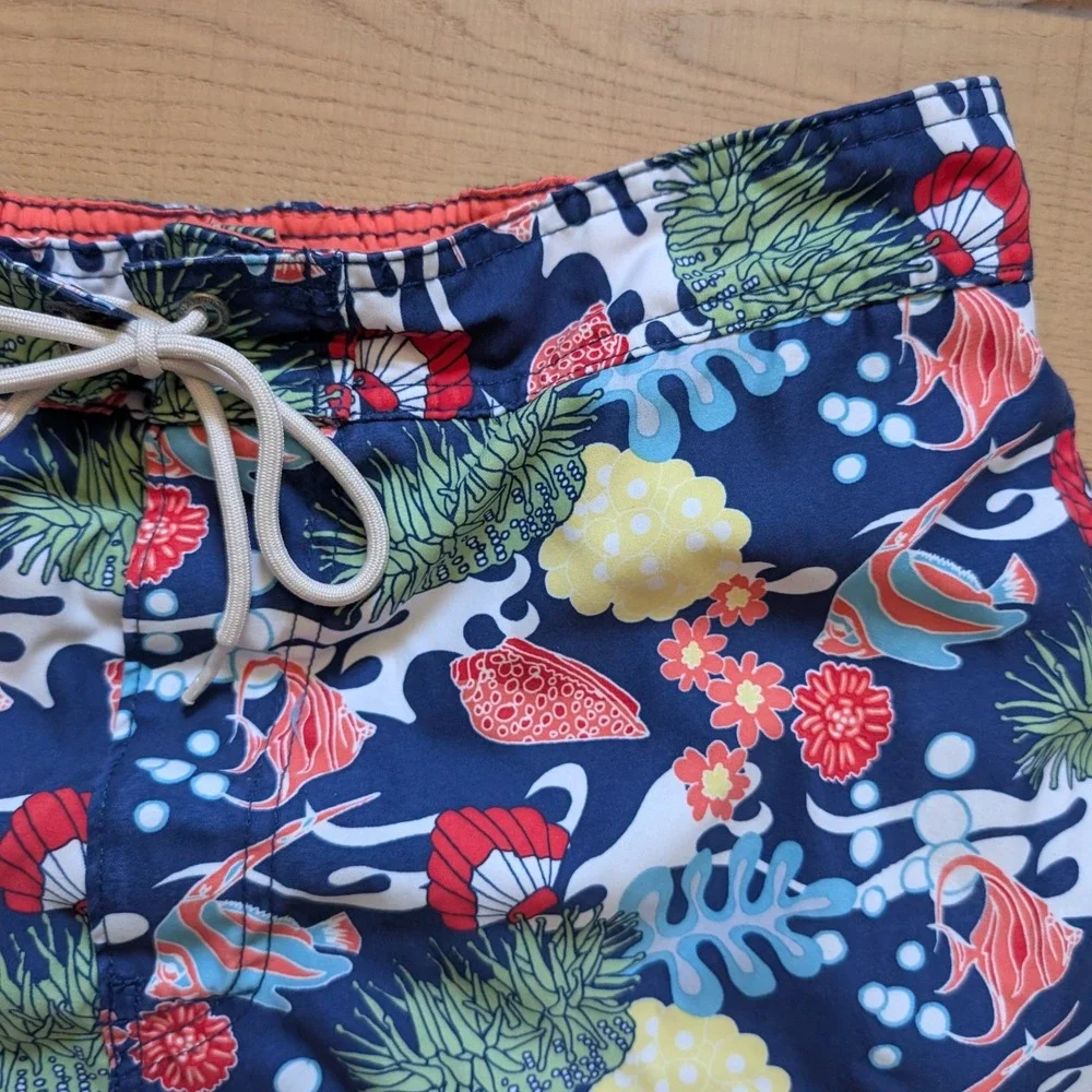 Nautica‎ Swim Trunks Floral Print Drawstring Elastic Waist Casual Mens Size L